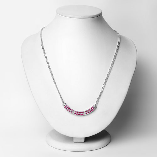 2.07 Carat Genuine Ruby and White Diamond .925 Sterling Silver Necklace