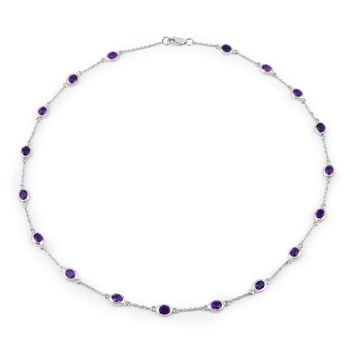 Amethyst-6.12 Carat Genuine Amethyst .925 Sterling Silver Necklace