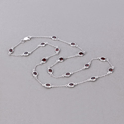 8.10 Carat Genuine Garnet .925 Sterling Silver Necklace