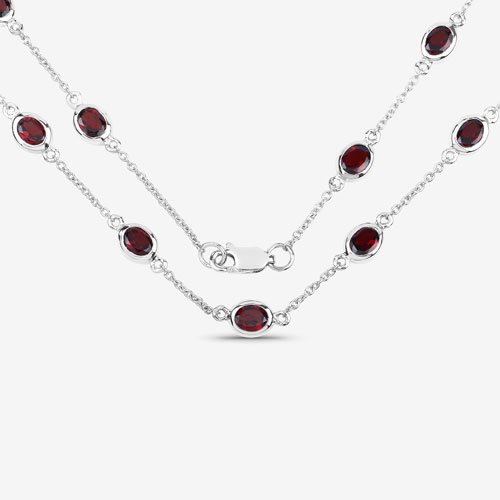 8.10 Carat Genuine Garnet .925 Sterling Silver Necklace