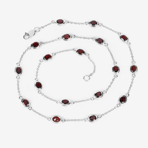 8.10 Carat Genuine Garnet .925 Sterling Silver Necklace