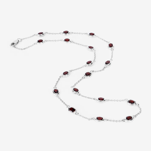 8.10 Carat Genuine Garnet .925 Sterling Silver Necklace