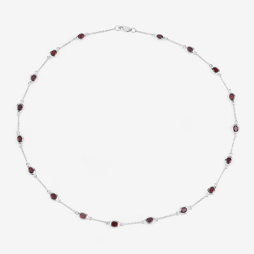 8.10 Carat Genuine Garnet .925 Sterling Silver Necklace