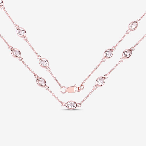 4.86 Carat Genuine Morganite .925 Sterling Silver Necklace
