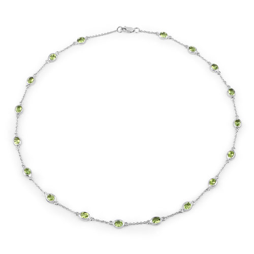 Peridot-6.30 Carat Genuine Peridot .925 Sterling Silver Necklace