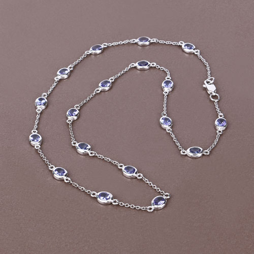 5.94 Carat Genuine Tanzanite .925 Sterling Silver Necklace