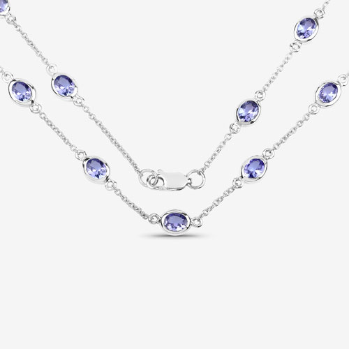5.94 Carat Genuine Tanzanite .925 Sterling Silver Necklace