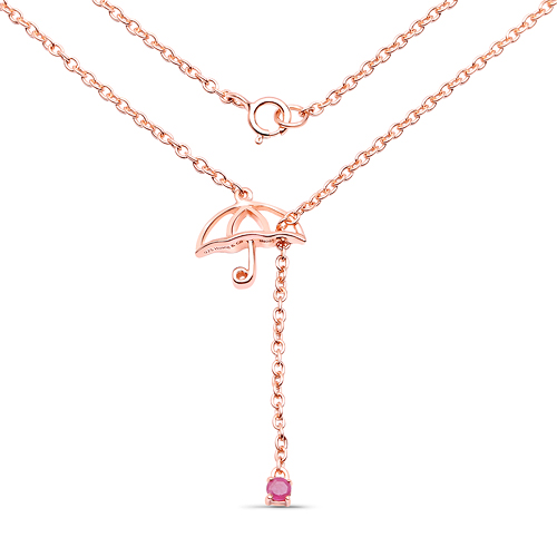 Ruby-18K Rose Gold Plated 0.08 Carat Genuine Ruby .925 Sterling Silver Necklace