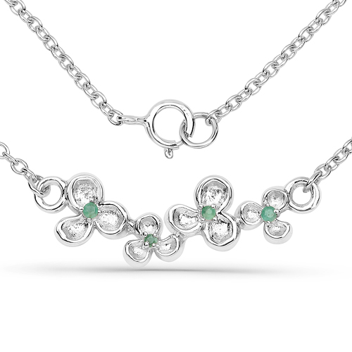 Emerald-0.05 Carat Genuine Emerald .925 Sterling Silver Necklace