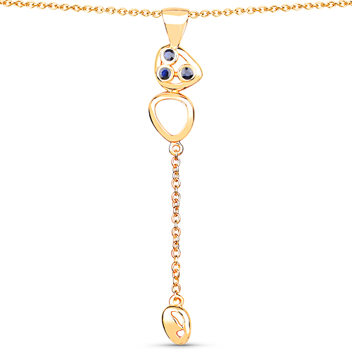 Sapphire-18K Yellow Gold Plated 0.12 Carat Genuine Blue Sapphire .925 Sterling Silver Necklace