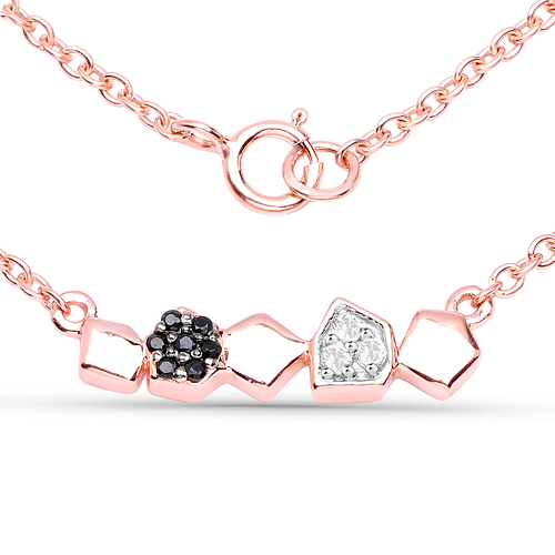 Necklaces-18K Rose Gold Plated 0.14 Carat Genuine Black Spinel and White Topaz .925 Sterling Silver Necklace