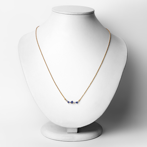 18K Yellow Gold Plated 0.49 Carat Genuine Kyanite and White Topaz .925 Sterling Silver Necklace