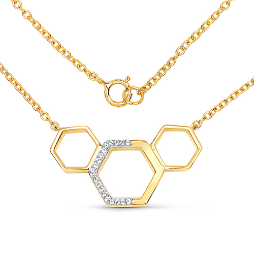 Necklaces-18K Yellow Gold Plated 0.10 Carat Genuine White Topaz .925 Sterling Silver Necklace