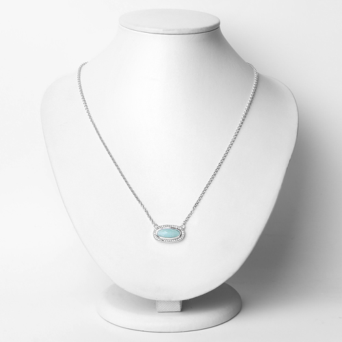 2.60 Carat Genuine Amazonite and White Topaz .925 Sterling Silver Necklace