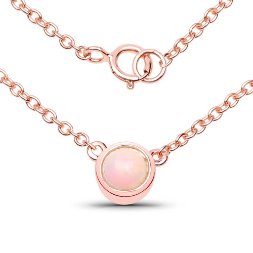 Necklaces-18K Rose Gold Plated 0.29 Carat Genuine Ethiopian Opal .925 Sterling Silver Necklace