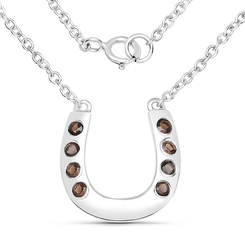 Necklaces-0.26 Carat Genuine Smoky Quartz .925 Sterling Silver Necklace