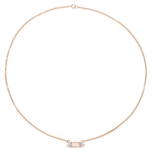 14K Yellow Gold Plated 0.85 Carat Genuine Rose Quartz and White Topaz .925 Sterling Silver Necklace