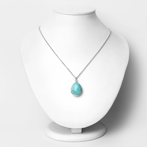 11.20 Carat Genuine Amazonite .925 Sterling Silver Necklace