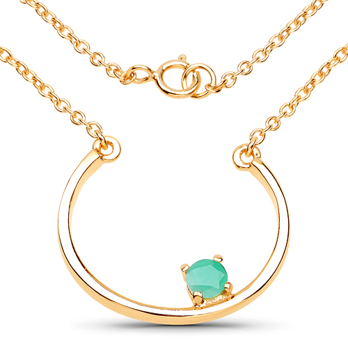 Emerald-18K Yellow Gold Plated 0.23 Carat Genuine Emerald .925 Sterling Silver Necklace