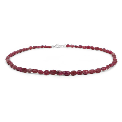 Ruby-131.00 Carat Genuine Ruby .925 Sterling Silver Necklace