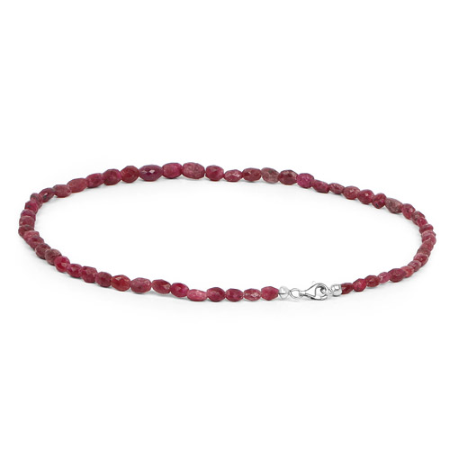 131.00 Carat Genuine Ruby .925 Sterling Silver Necklace