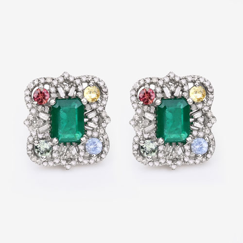 5.16 Carat Genuine Multi Gemstones .925 Sterling Silver Earrings
