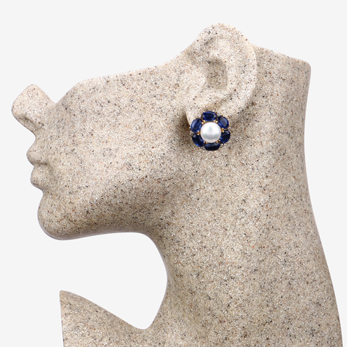 Kyanite Earrings, Natural Kyanite with Pearl and Diamond Sterling Silver Earrings, Statement Earrings, Anniversary Gift