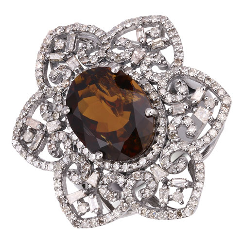 Rings-6.91 Carat Genuine Multi Gemstones .925 Sterling Silver Ring