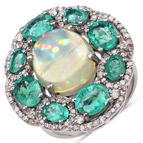 Rings-8.04 Carat Genuine Multi Gemstones .925 Sterling Silver Ring