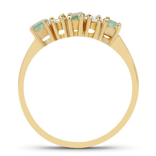 0.49 Carat Genuine Emerald and White Cubic Zirconia Brass Ring