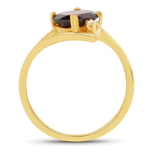 1.54 Carat Genuine Garnet and White Cubic Zirconia Brass Ring