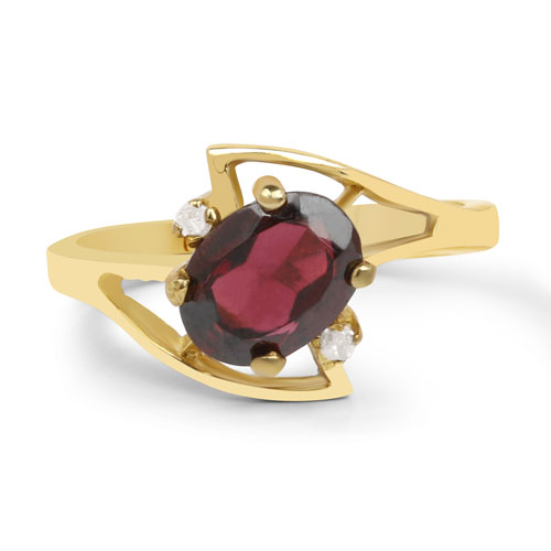 1.54 Carat Genuine Garnet and White Cubic Zirconia Brass Ring