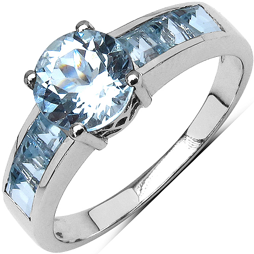 Rings-2.74 Carat Genuine Blue Topaz .925 Sterling Silver Ring