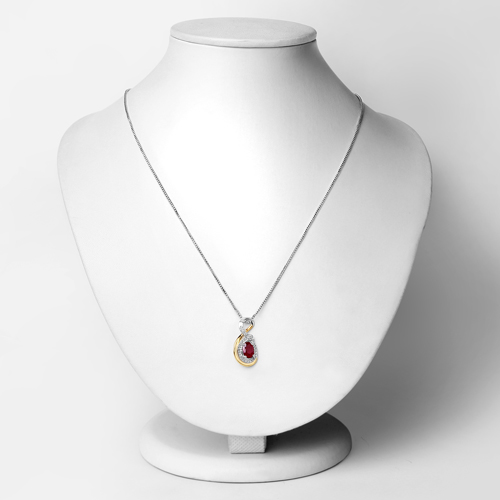 0.93 Carat Genuine Ruby and White Diamond .925 Sterling Silver Pendant