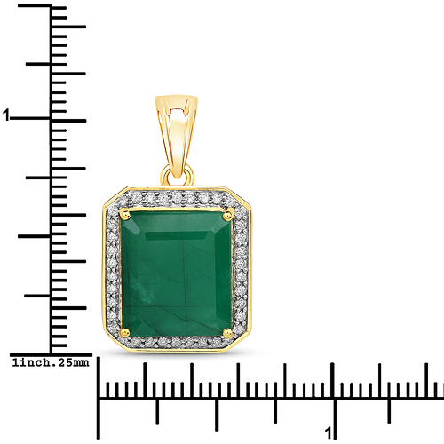 8.38 Carat Genuine Brazilian Emerald and White Diamond 14K Yellow Gold Pendant