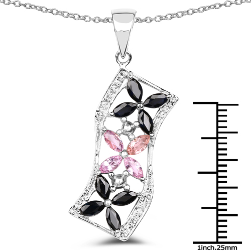 2.40 Carat Genuine Pink Sapphire & Blue Sapphire .925 Sterling Silver Pendant