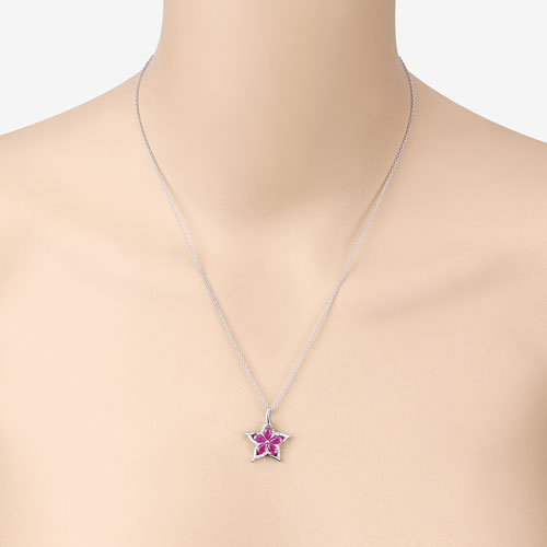 1.37 Carat Genuine Ruby and White Zircon .925 Sterling Silver Pendant