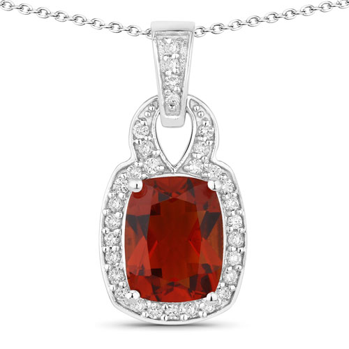 Citrine-1.88 Carat Genuine Madeira Citrine and Lab Grown Diamond .925 Sterling Silver Pendant