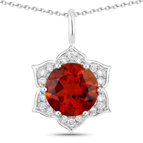 Citrine-1.63 Carat Genuine Madeira Citrine and Lab Grown Diamond .925 Sterling Silver Pendant