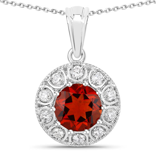 Citrine-1.85 Carat Genuine Madeira Citrine and Lab Grown Diamond .925 Sterling Silver Pendant