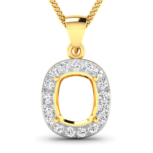 Diamond-0.51 Carat Genuine White Diamond 14K Yellow Gold Semi Mount Pendant
