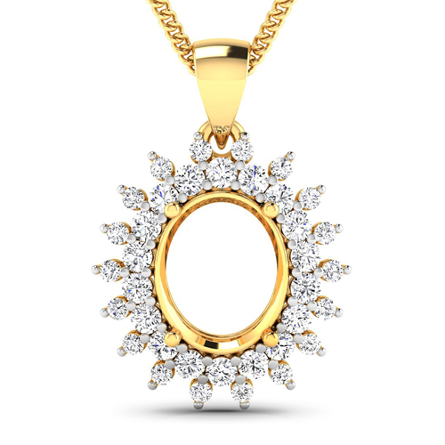 Diamond-0.79 Carat Genuine White Diamond 14K Yellow Gold Pendant
