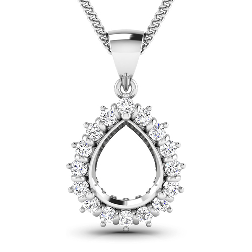 Diamond-0.48 Carat Genuine White Diamond 14K White Gold Pendant