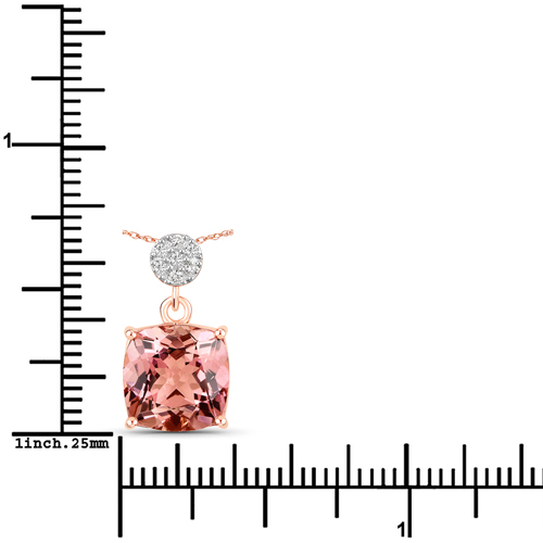 3.27 Carat Genuine Pink Tourmaline and White Diamond 14K Rose Gold Pendant