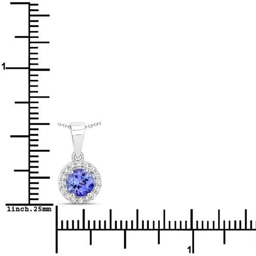 0.63 Carat Genuine Tanzanite and Created White Sapphire .925 Sterling Silver Pendant