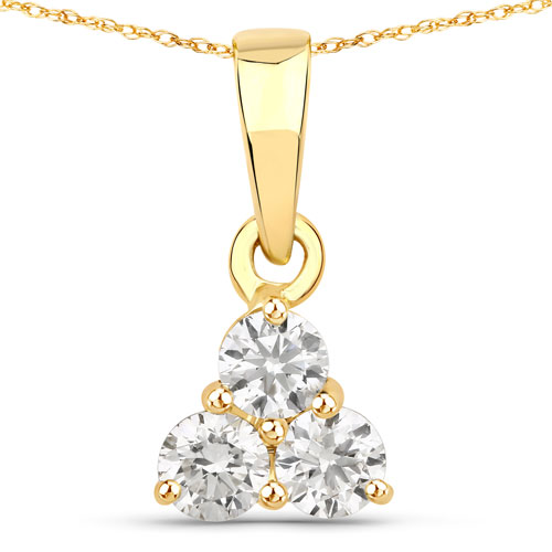 Diamond-0.33 Carat Genuine Lab Grown Diamond 14K Yellow Gold Pendant