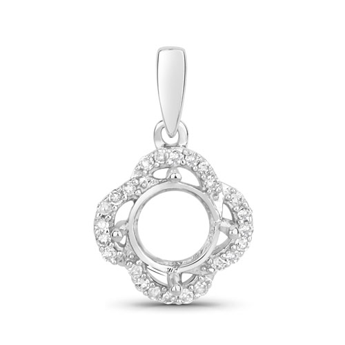 Diamond-0.09 Carat Genuine White Diamond 14K White Gold Pendant