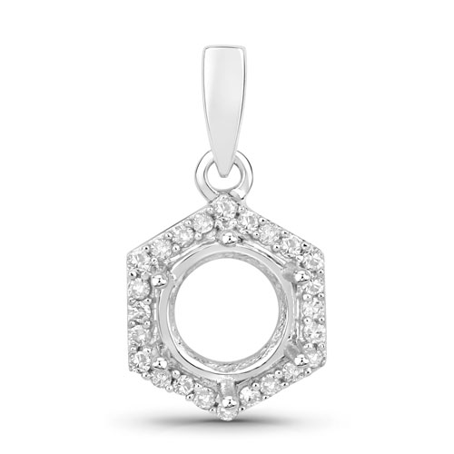 Diamond-0.09 Carat Genuine White Diamond 14K White Gold Pendant