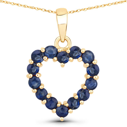 0.64 ct. tw. Genuine Blue Sapphire Heart Shape Pendant in 10K Yellow Gold
