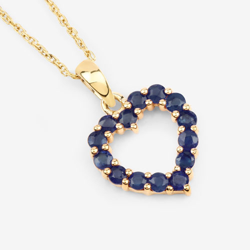 0.64 Carat Genuine Blue Sapphire 10K Yellow Gold  Pendant